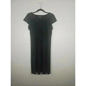 APT 9 Black Short Sleeve Embellished Neckline Dress Size Large
